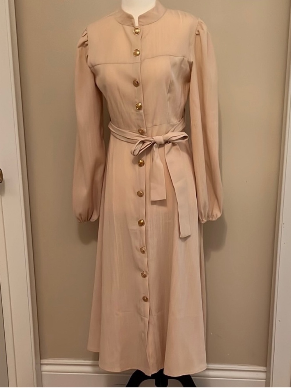 SHEIN • Women’s XS • Elegant Button-Down Maxi Dress • Cream